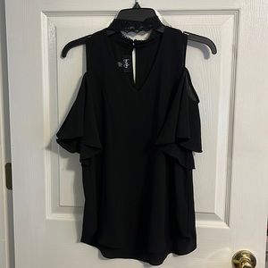 Black blouse with choker collar